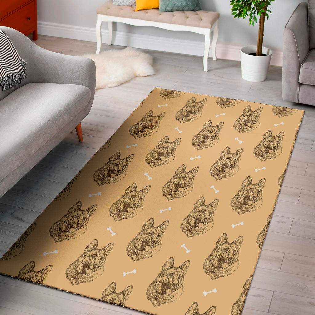 Drawing German Shepherd Pattern Print Area Rug