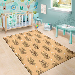 Drawing German Shepherd Pattern Print Area Rug