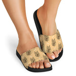 Drawing German Shepherd Pattern Print Black Slide Sandals