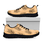 Drawing German Shepherd Pattern Print Black Sneakers