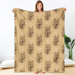 Drawing German Shepherd Pattern Print Blanket