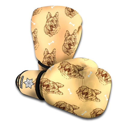 Drawing German Shepherd Pattern Print Boxing Gloves