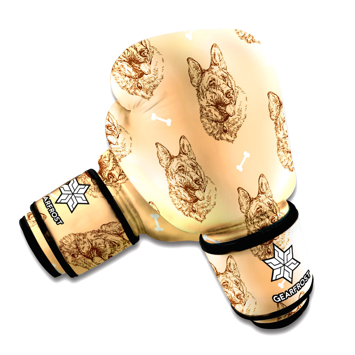 Drawing German Shepherd Pattern Print Boxing Gloves