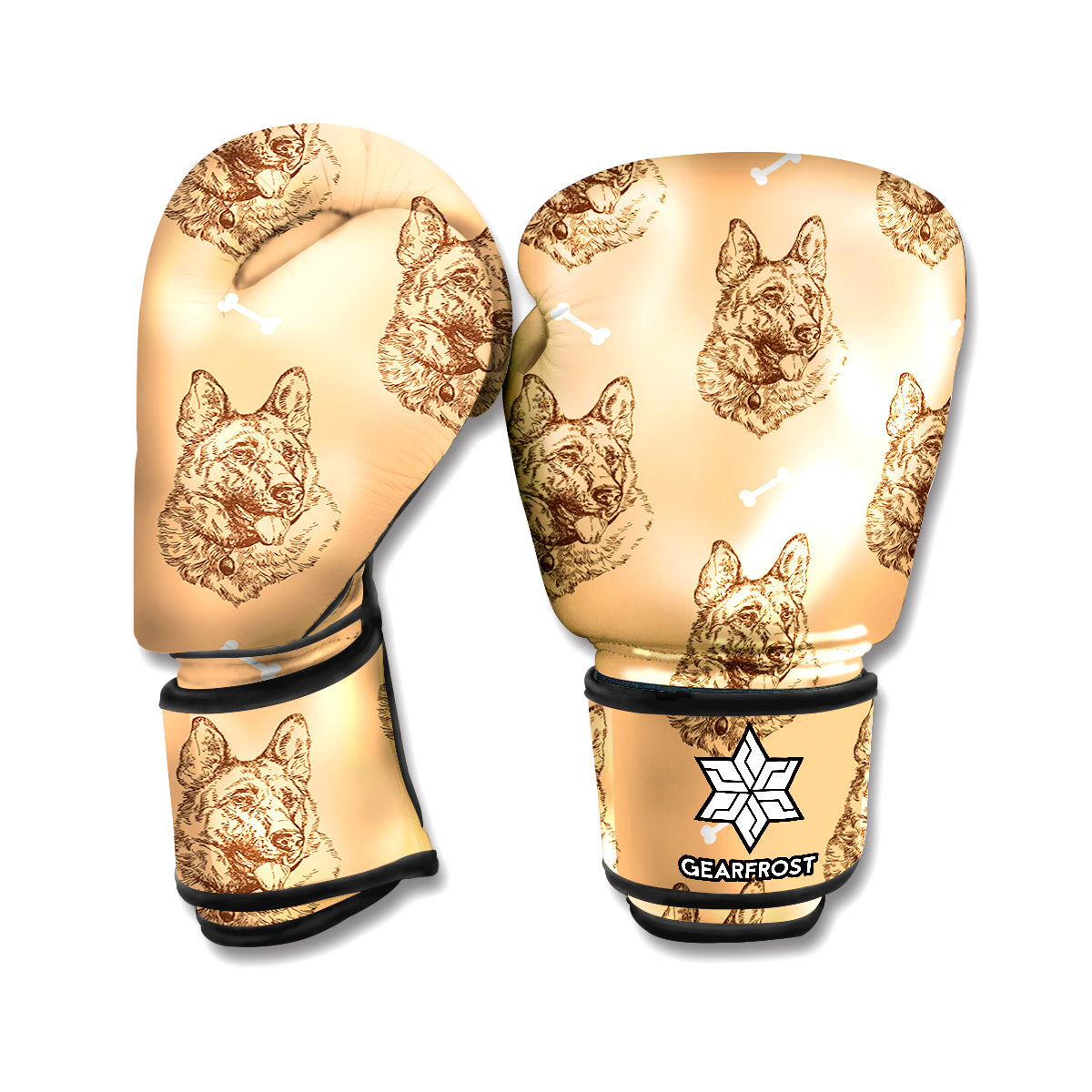 Drawing German Shepherd Pattern Print Boxing Gloves