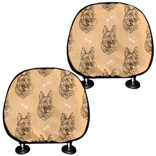 Drawing German Shepherd Pattern Print Car Headrest Covers