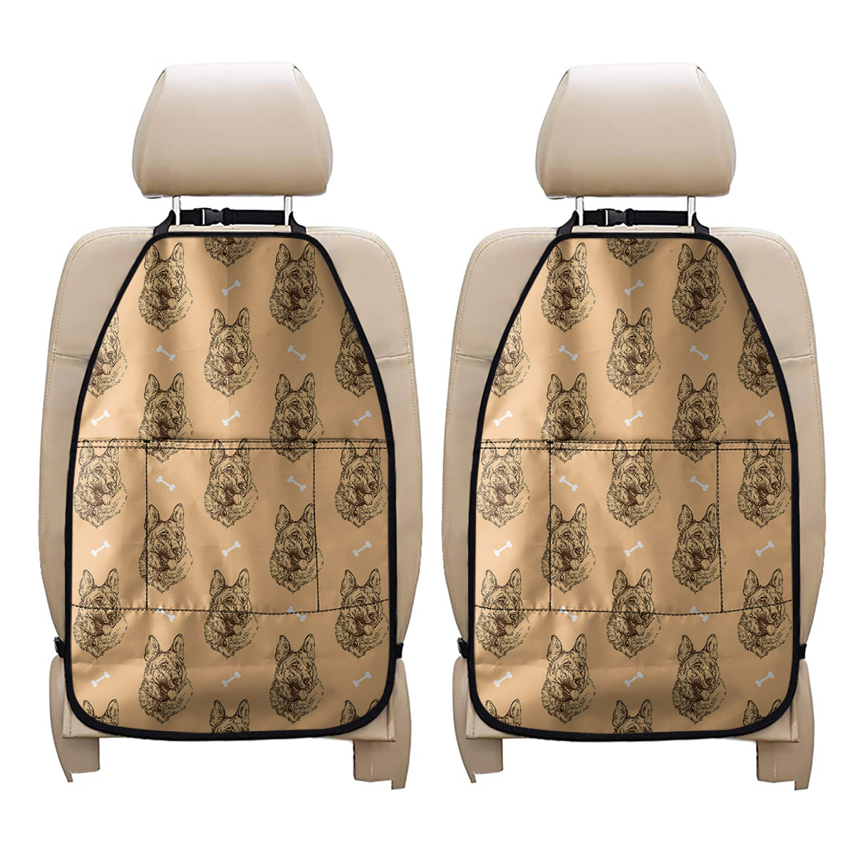 Drawing German Shepherd Pattern Print Car Seat Organizers