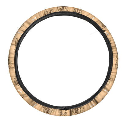 Drawing German Shepherd Pattern Print Car Steering Wheel Cover