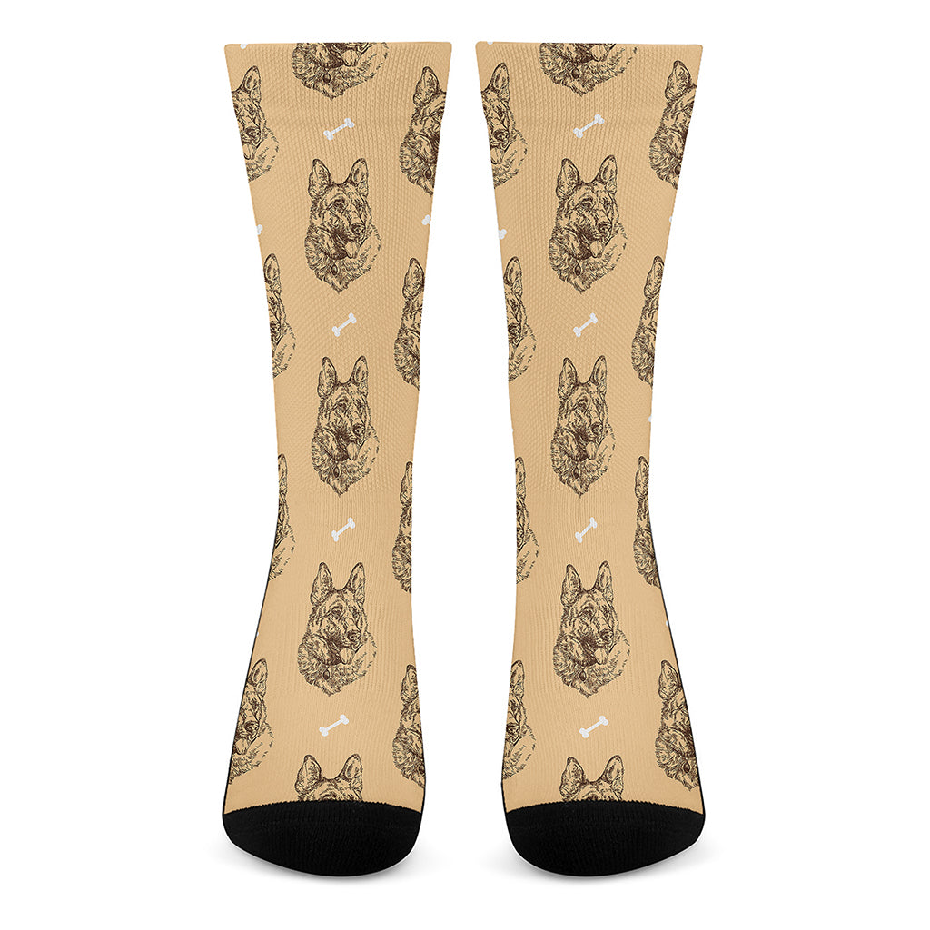 Drawing German Shepherd Pattern Print Crew Socks