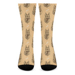 Drawing German Shepherd Pattern Print Crew Socks