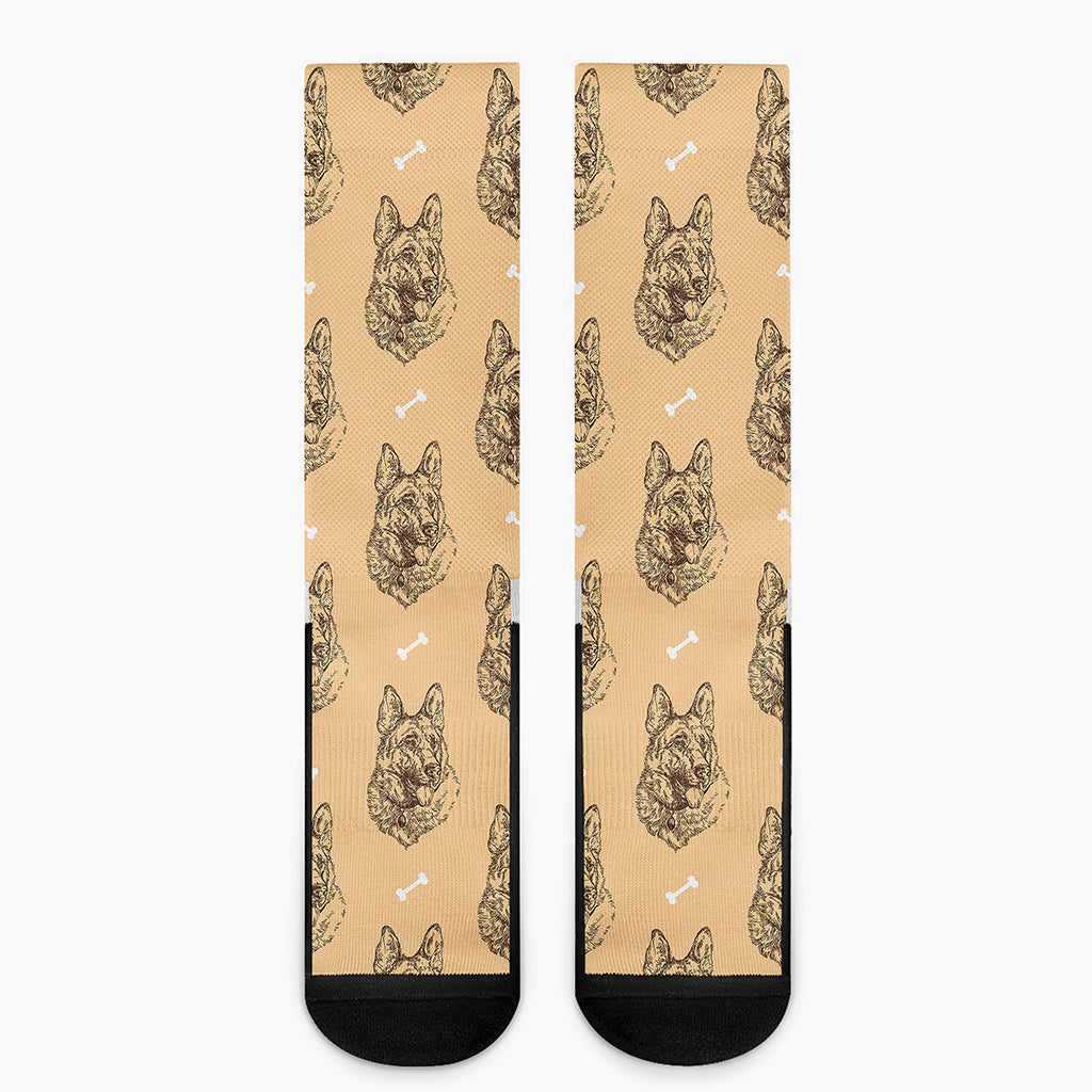 Drawing German Shepherd Pattern Print Crew Socks