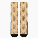 Drawing German Shepherd Pattern Print Crew Socks