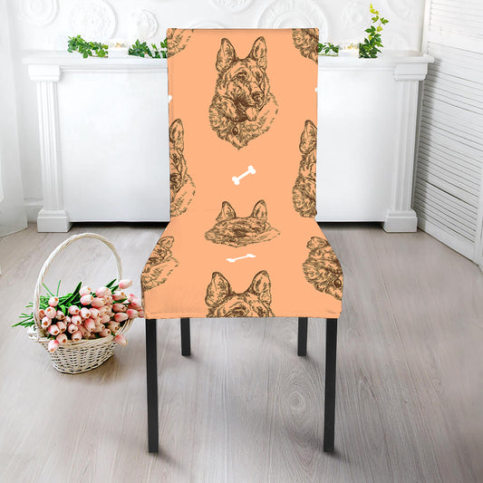 Drawing German Shepherd Pattern Print Dining Chair Slipcover