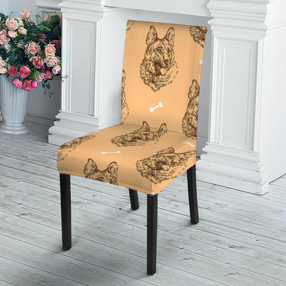 Drawing German Shepherd Pattern Print Dining Chair Slipcover
