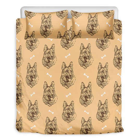 Drawing German Shepherd Pattern Print Duvet Cover Bedding Set