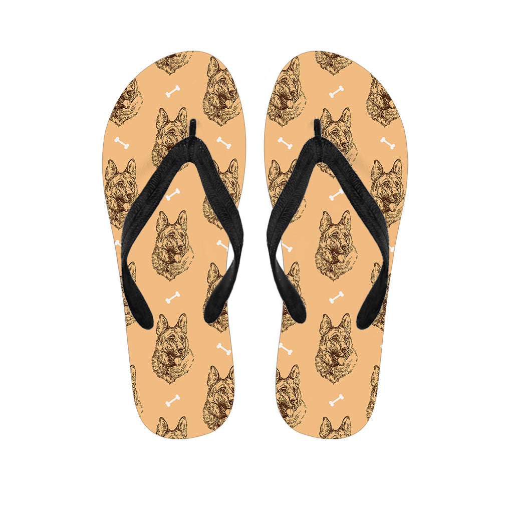 Drawing German Shepherd Pattern Print Flip Flops