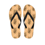 Drawing German Shepherd Pattern Print Flip Flops