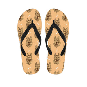 Drawing German Shepherd Pattern Print Flip Flops