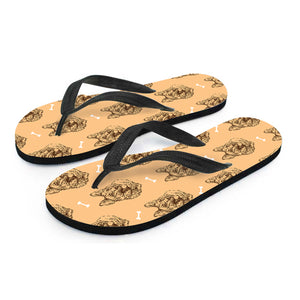 Drawing German Shepherd Pattern Print Flip Flops