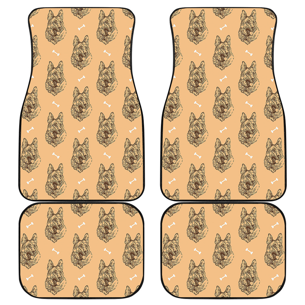 Drawing German Shepherd Pattern Print Front and Back Car Floor Mats