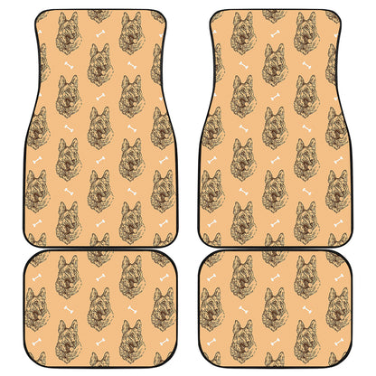 Drawing German Shepherd Pattern Print Front and Back Car Floor Mats