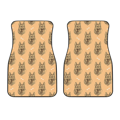 Drawing German Shepherd Pattern Print Front Car Floor Mats