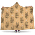 Drawing German Shepherd Pattern Print Hooded Blanket