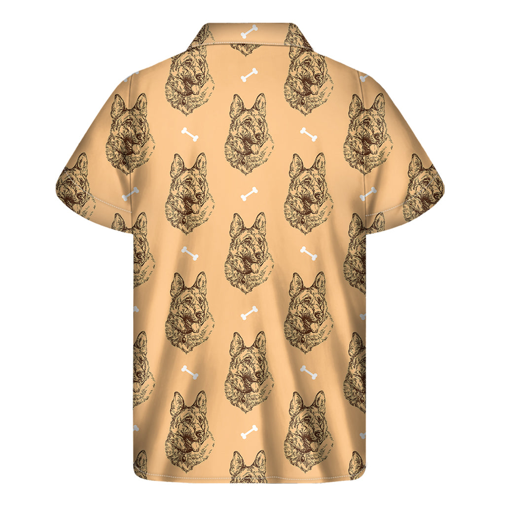 Drawing German Shepherd Pattern Print Men's Short Sleeve Shirt