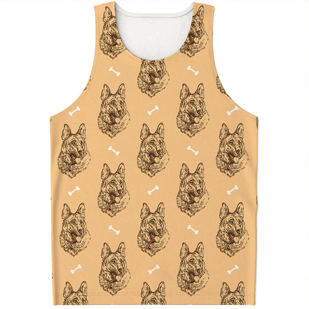 Drawing German Shepherd Pattern Print Men's Tank Top