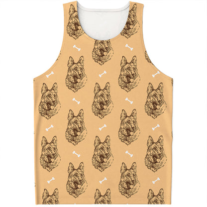 Drawing German Shepherd Pattern Print Men's Tank Top