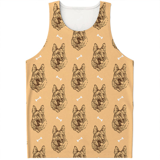 Drawing German Shepherd Pattern Print Men's Tank Top