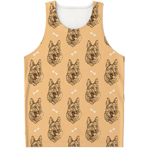 Drawing German Shepherd Pattern Print Men's Tank Top