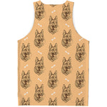 Drawing German Shepherd Pattern Print Men's Tank Top