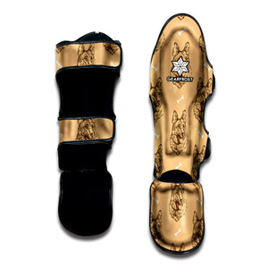 Drawing German Shepherd Pattern Print Muay Thai Shin Guard