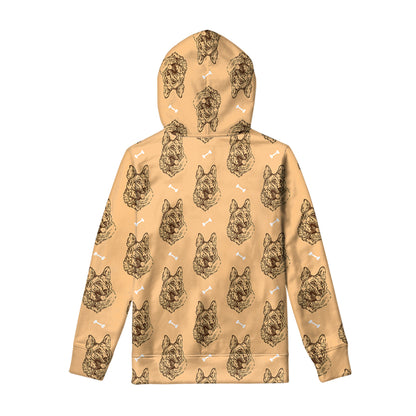 Drawing German Shepherd Pattern Print Pullover Hoodie