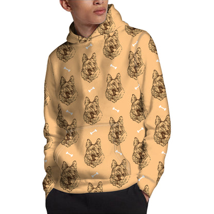 Drawing German Shepherd Pattern Print Pullover Hoodie