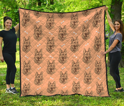 Drawing German Shepherd Pattern Print Quilt