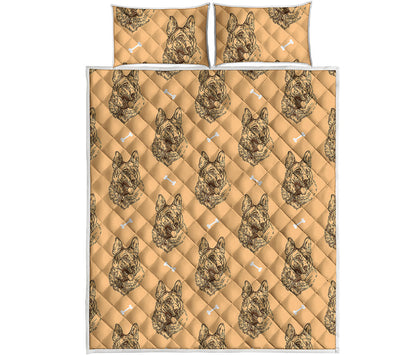 Drawing German Shepherd Pattern Print Quilt Bed Set