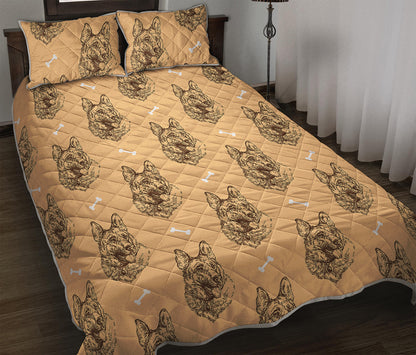Drawing German Shepherd Pattern Print Quilt Bed Set