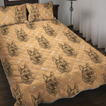 Drawing German Shepherd Pattern Print Quilt Bed Set