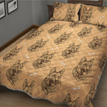 Drawing German Shepherd Pattern Print Quilt Bed Set