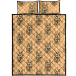 Drawing German Shepherd Pattern Print Quilt Bed Set