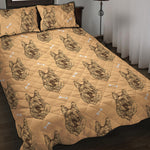 Drawing German Shepherd Pattern Print Quilt Bed Set