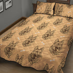 Drawing German Shepherd Pattern Print Quilt Bed Set
