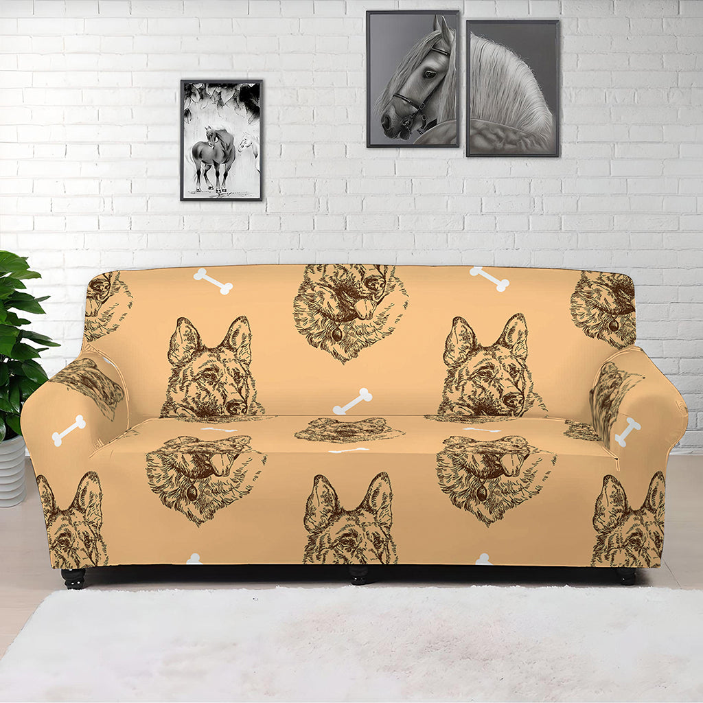 Drawing German Shepherd Pattern Print Sofa Cover