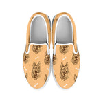 Drawing German Shepherd Pattern Print White Slip On Shoes