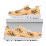 Drawing German Shepherd Pattern Print White Sneakers