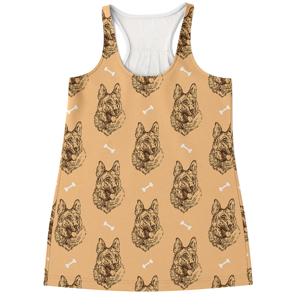 Drawing German Shepherd Pattern Print Women's Racerback Tank Top
