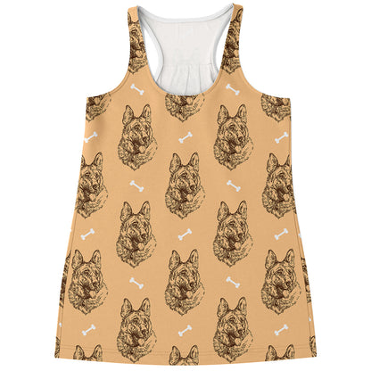 Drawing German Shepherd Pattern Print Women's Racerback Tank Top