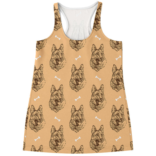 Drawing German Shepherd Pattern Print Women's Racerback Tank Top