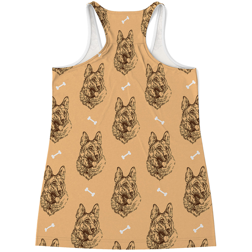 Drawing German Shepherd Pattern Print Women's Racerback Tank Top